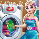 Công chúa Elsa giặt quần áo